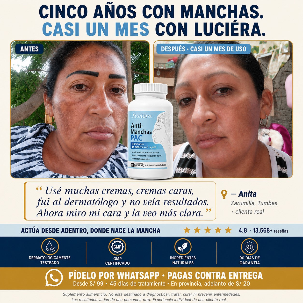 Luciéra Anti-Manchas PAC | Eliminador de Manchas en la Piel | 90 Cápsulas — imagen 3