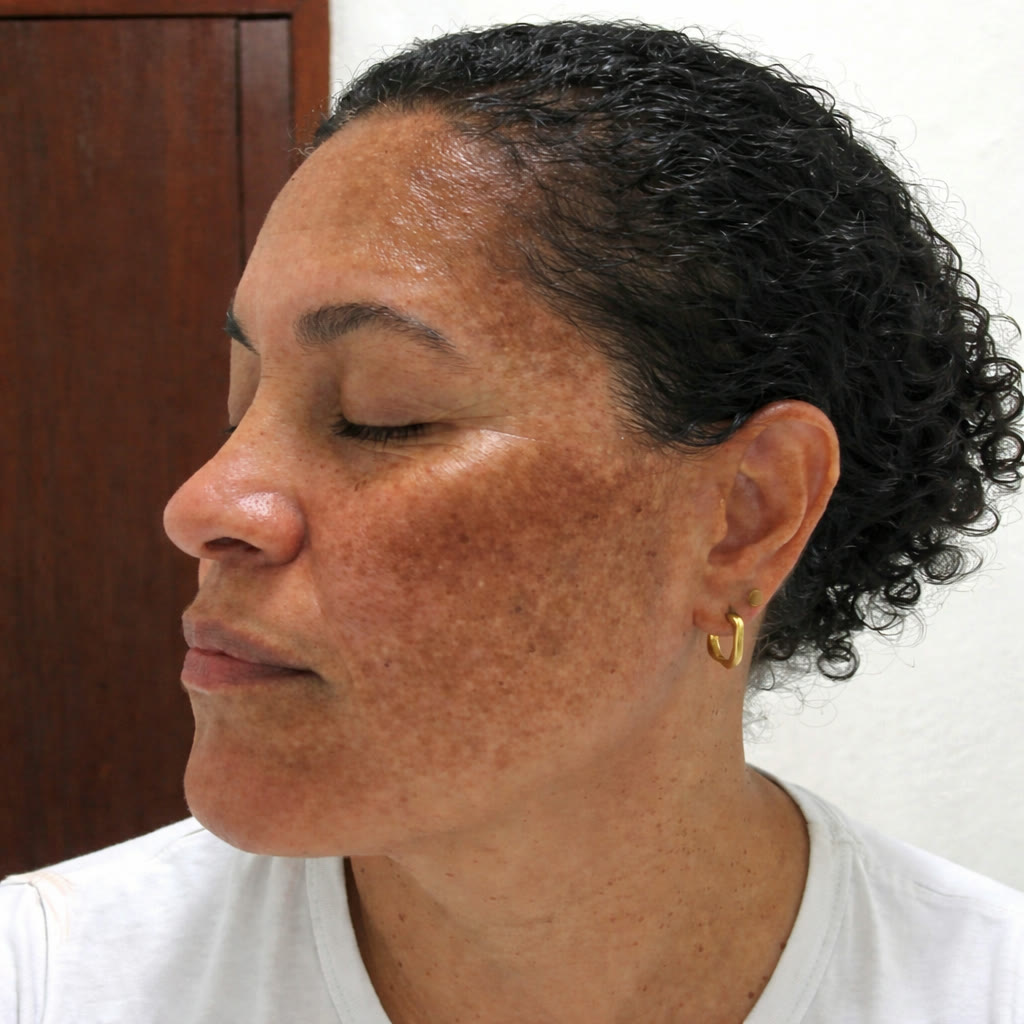 Antes: piel con manchas visibles